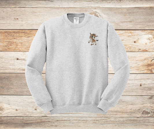 Embroidered Baby Donkey Crewneck