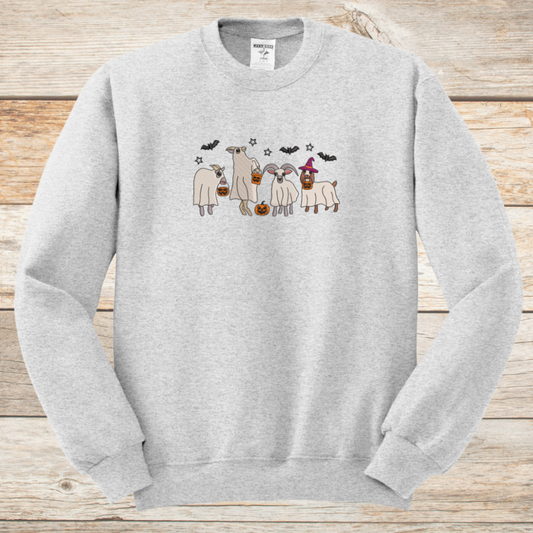 Embroidered Ghost Goat Halloween Crewneck
